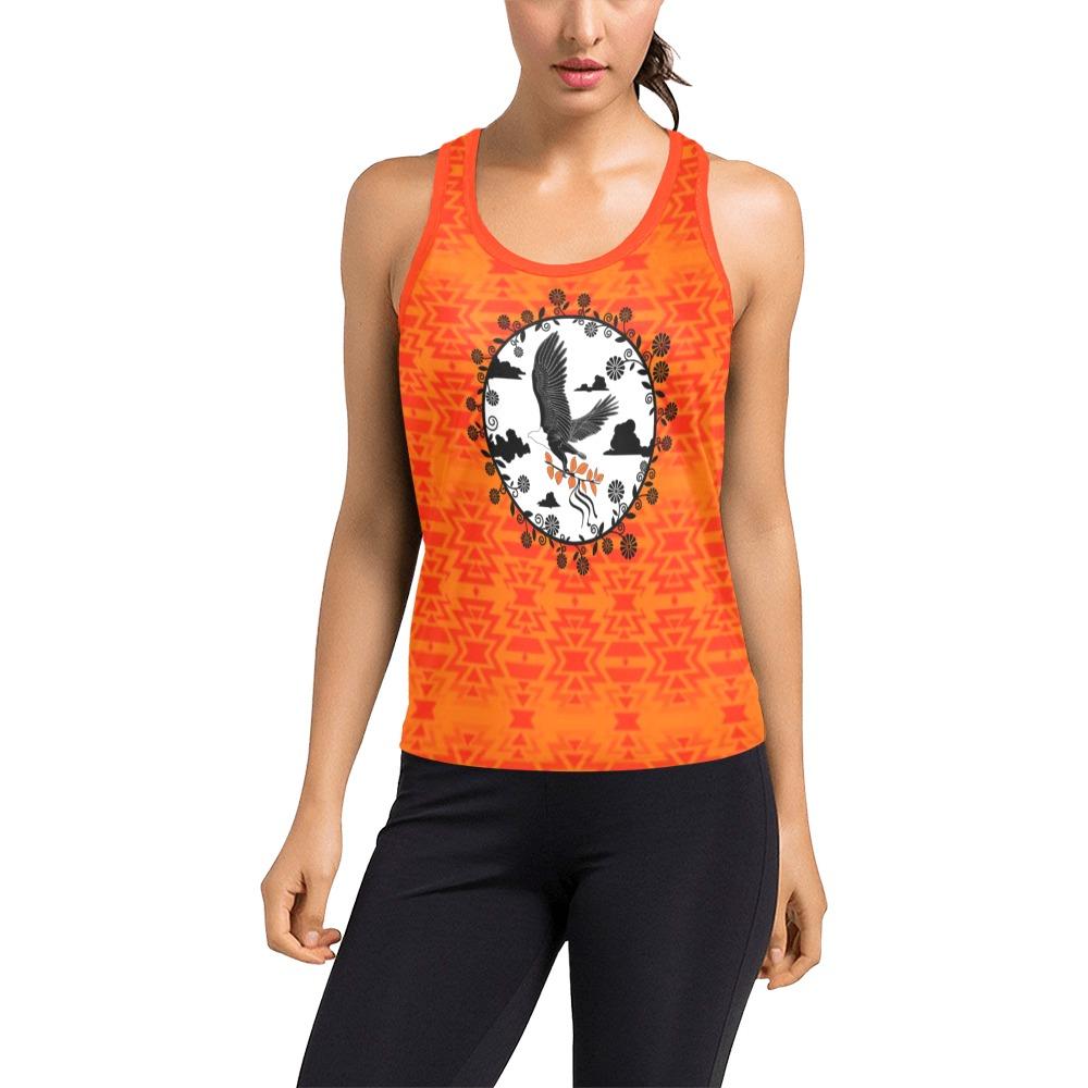 Fire Colors and Turquoise Orange Carrying Their Prayers Women's Racerback Tank Top (Model T60) Racerback Tank Top (T60) e-joyer 