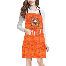 Load image into Gallery viewer, Fire Colors and Turquoise Orange Feather Directions All Over Print Apron All Over Print Apron e-joyer 
