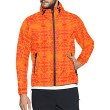Load image into Gallery viewer, Fire Colors and Turquoise Orange Feather Directions Unisex All Over Print Windbreaker (Model H23) All Over Print Windbreaker for Men (H23) e-joyer 

