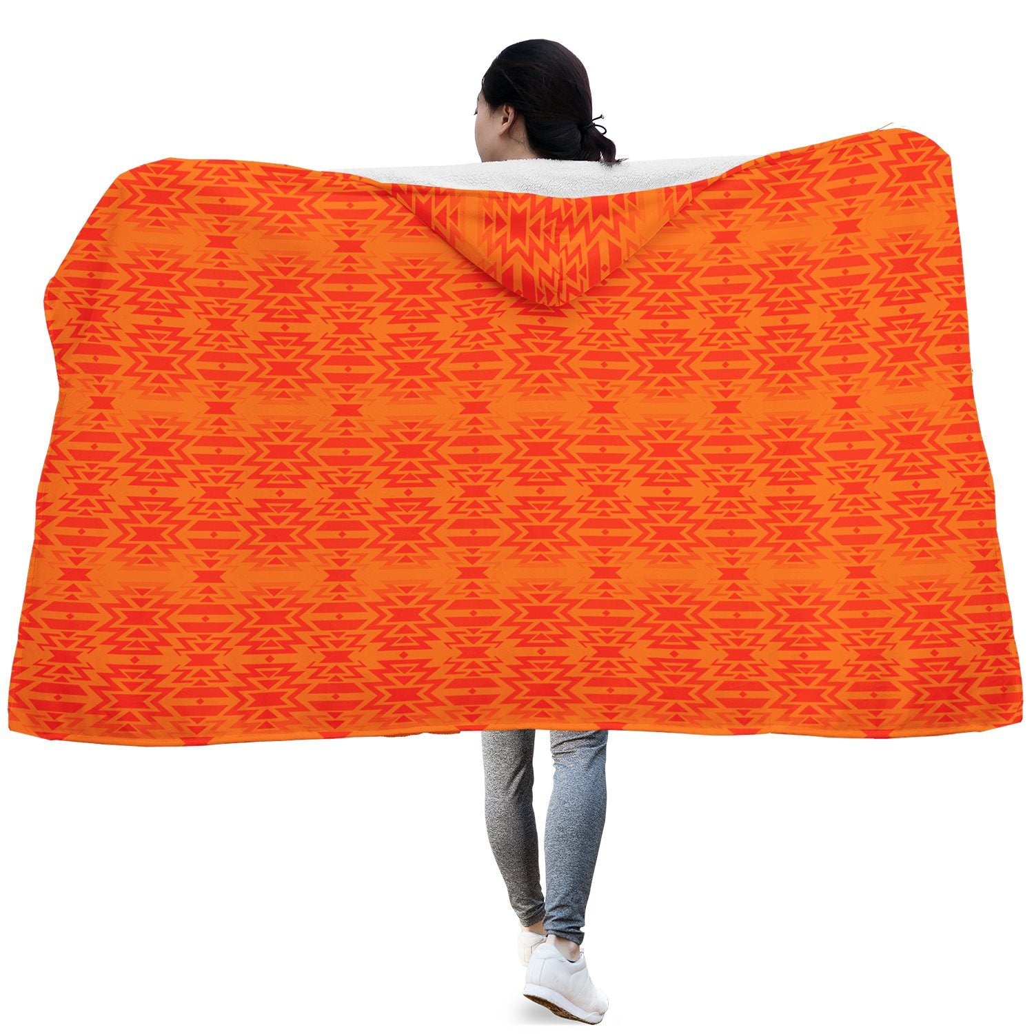 Fire Colors and Turquoise Orange Hooded Blanket blanket 49 Dzine 