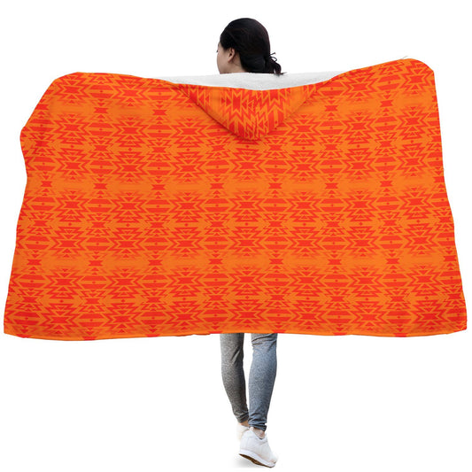 Fire Colors and Turquoise Orange Hooded Blanket blanket 49 Dzine 