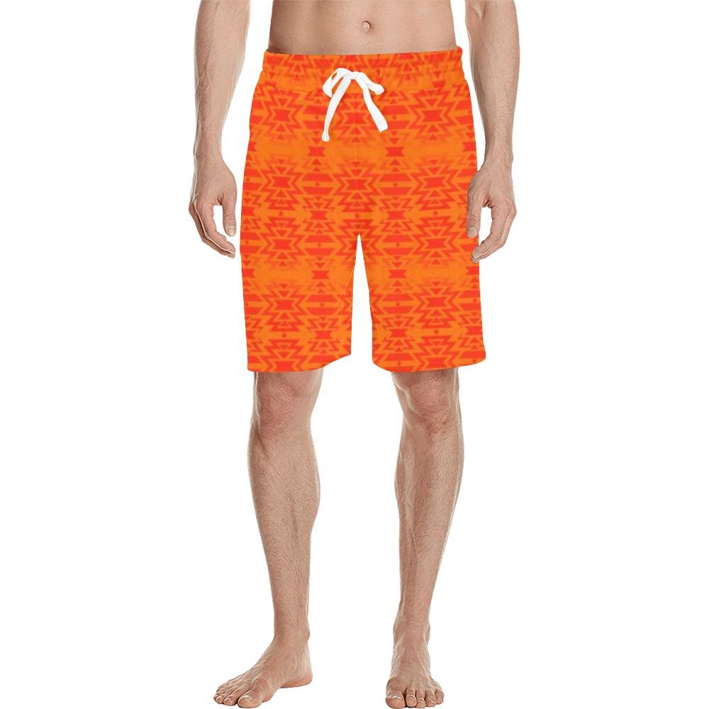 Fire Colors and Turquoise Orange Men's All Over Print Casual Shorts (Model L23) Men's Casual Shorts (L23) e-joyer 