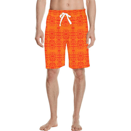 Fire Colors and Turquoise Orange Men's All Over Print Casual Shorts (Model L23) Men's Casual Shorts (L23) e-joyer 