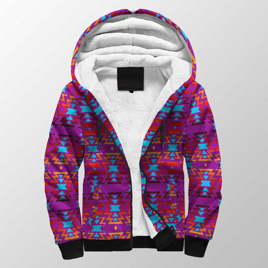Fire Colors and Turquoise Purple Sherpa Hoodie 49 Dzine 
