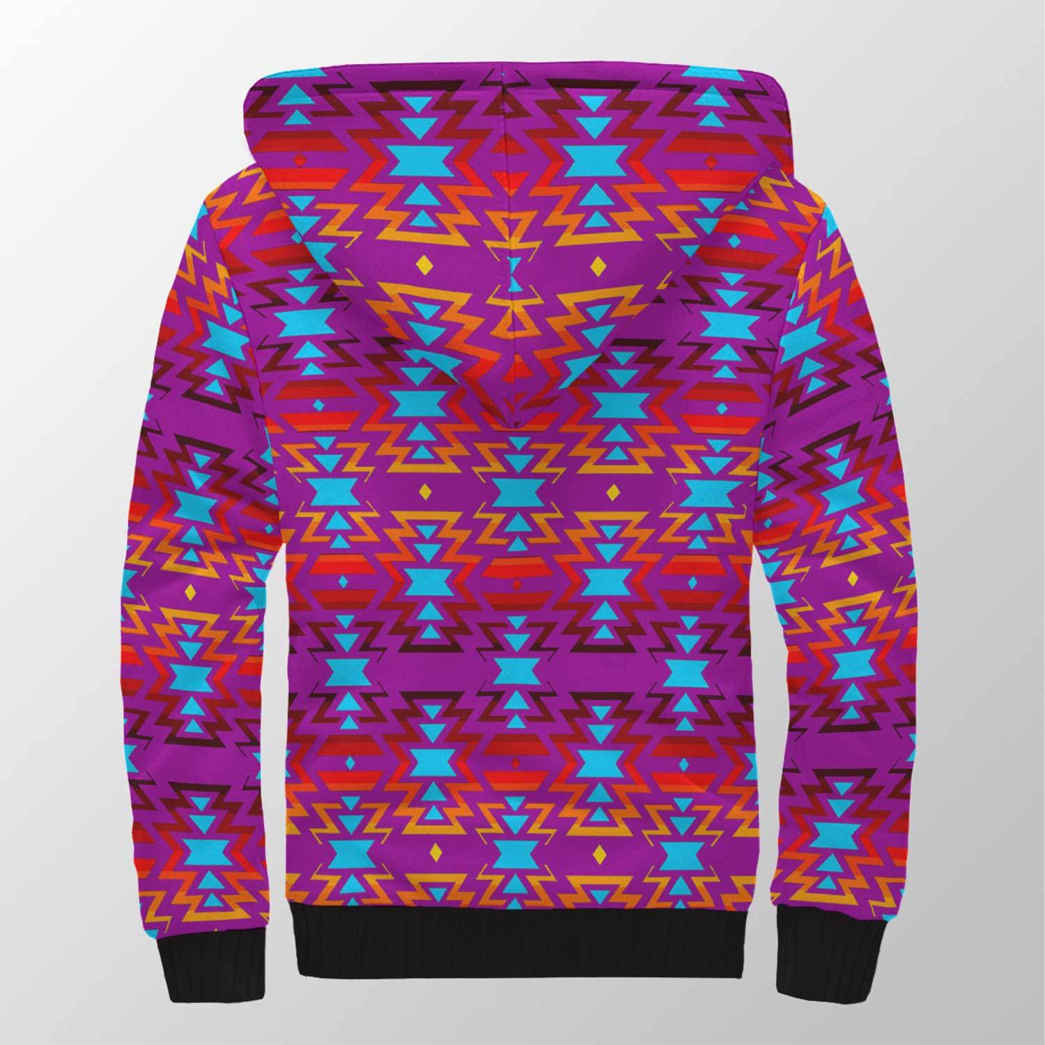 Fire Colors and Turquoise Purple Sherpa Hoodie 49 Dzine 