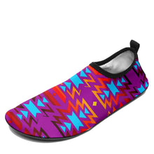 Load image into Gallery viewer, Fire Colors and Turquoise Purple Sockamoccs Slip On Shoes 49 Dzine 
