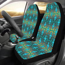 Load image into Gallery viewer, Fire Colors and Turquoise Teal Car Seat Covers (Set of 2) Car Seat Covers e-joyer 
