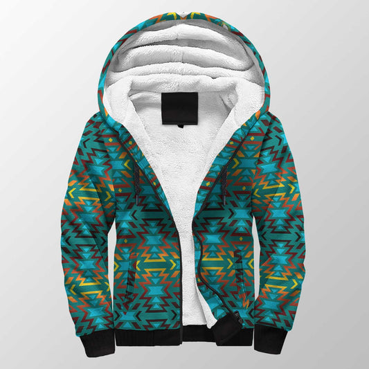 Fire Colors and Turquoise Teal Sherpa Hoodie 49 Dzine 