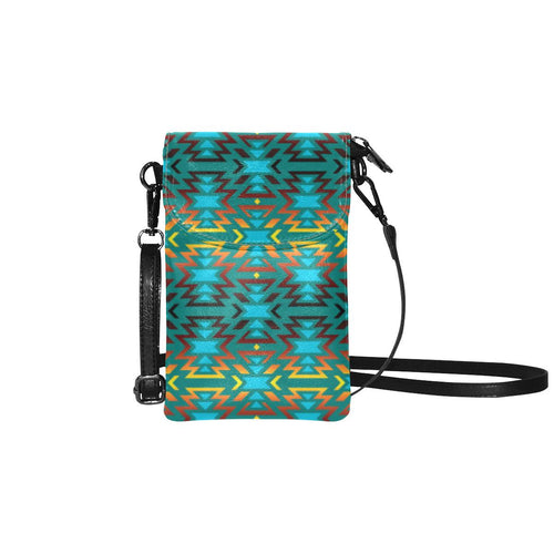 Fire Colors and Turquoise Teal Small Cell Phone Purse (Model 1711) Small Cell Phone Purse (1711) e-joyer 