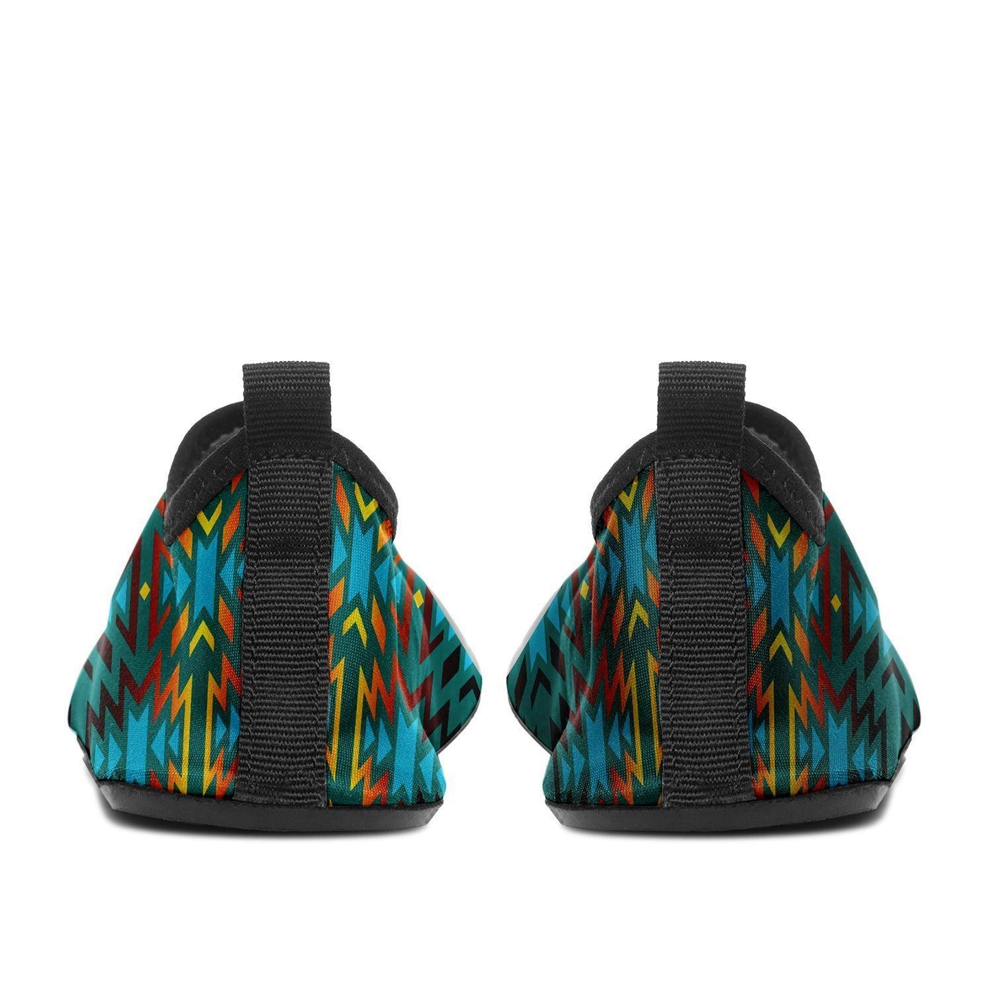 Fire Colors and Turquoise Teal Sockamoccs Kid's Slip On Shoes 49 Dzine 