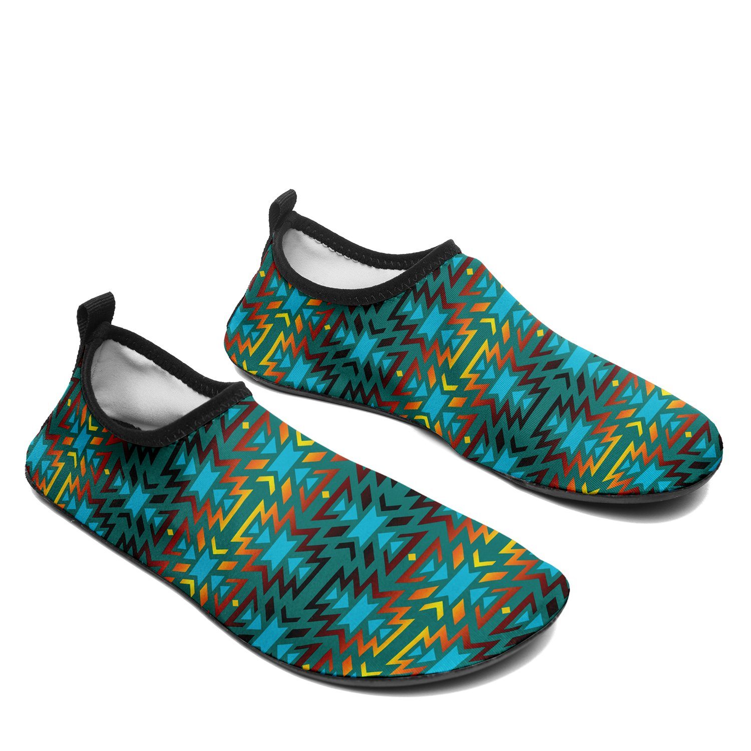 Fire Colors and Turquoise Teal Sockamoccs Slip On Shoes 49 Dzine 