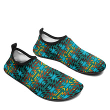 Load image into Gallery viewer, Fire Colors and Turquoise Teal Sockamoccs Slip On Shoes 49 Dzine 
