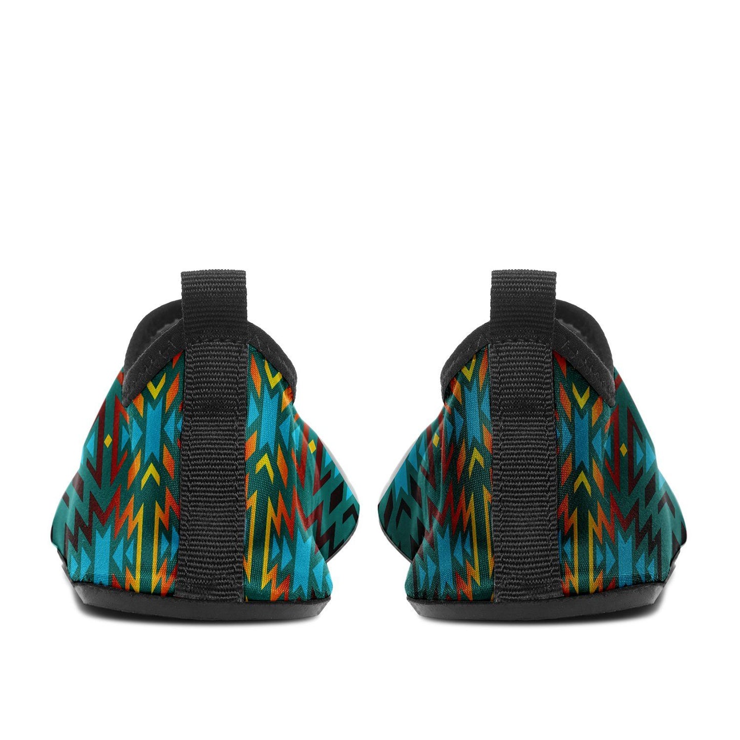 Fire Colors and Turquoise Teal Sockamoccs Slip On Shoes 49 Dzine 