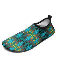 Load image into Gallery viewer, Fire Colors and Turquoise Teal Sockamoccs Slip On Shoes 49 Dzine 
