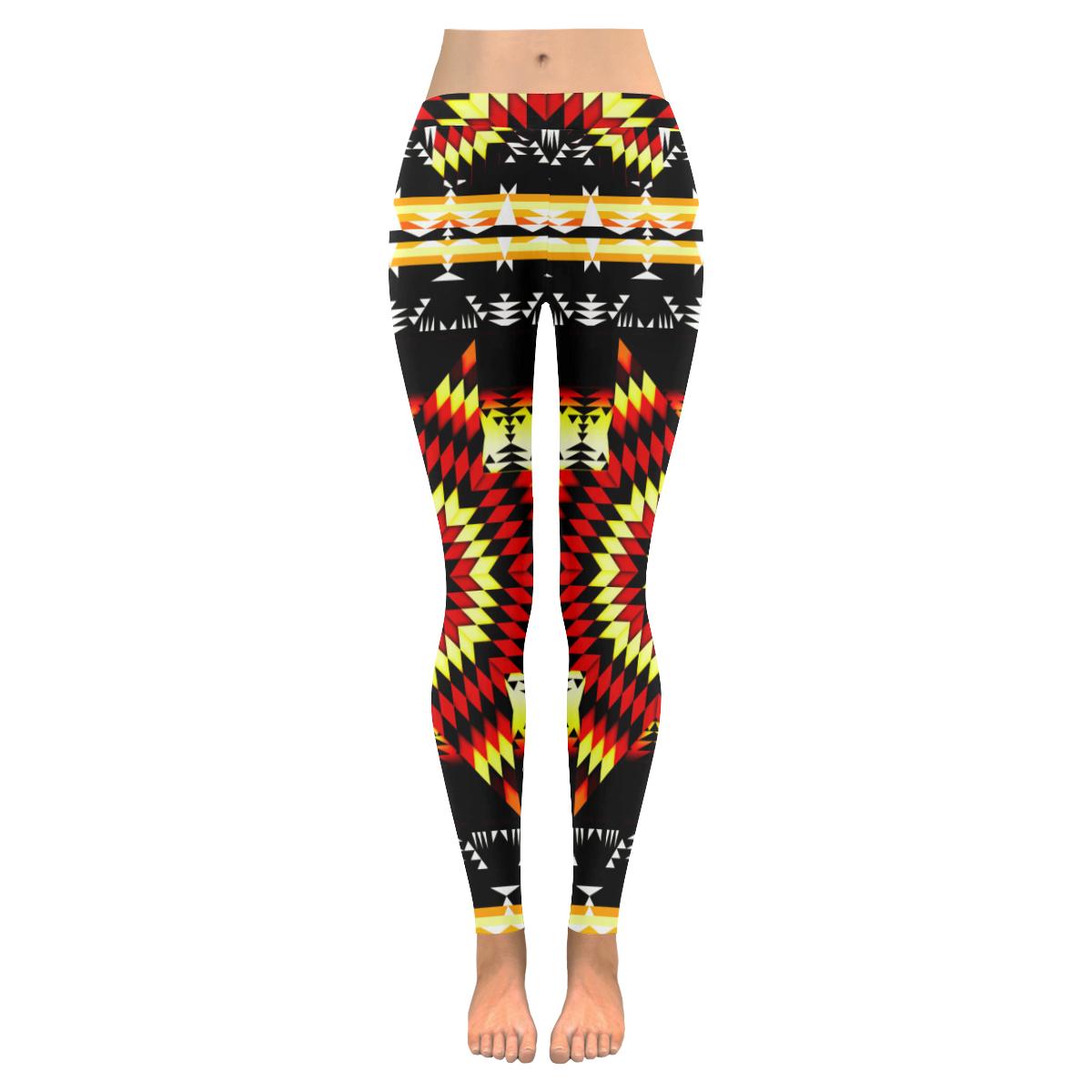 Fire Colors Low Rise Leggings (Invisible Stitch) (Model L05) Low Rise Leggings (Invisible Stitch) (L05) e-joyer 