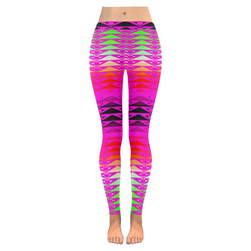 Fire Rattler Fuschia Low Rise Leggings (Model L05) Low Rise Leggings e-joyer 