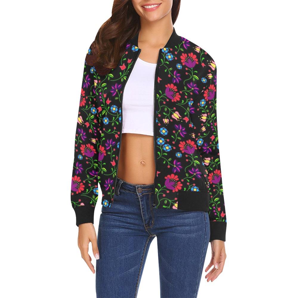 Fleur Indigine All Over Print Bomber Jacket for Women (Model H19) All Over Print Bomber Jacket for Women (H19) e-joyer 