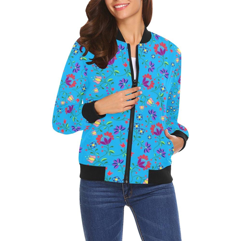 Fleur Indigine Ciel All Over Print Bomber Jacket for Women (Model H19) All Over Print Bomber Jacket for Women (H19) e-joyer 