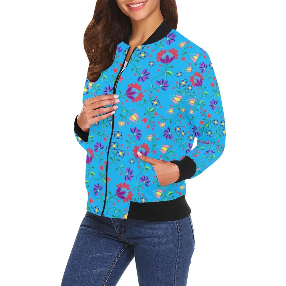 Fleur Indigine Ciel All Over Print Bomber Jacket for Women (Model H19) All Over Print Bomber Jacket for Women (H19) e-joyer 