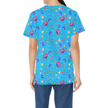 Load image into Gallery viewer, Fleur Indigine Ciel All Over Print Scrub Top Scrub Top e-joyer 
