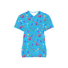 Load image into Gallery viewer, Fleur Indigine Ciel All Over Print Scrub Top Scrub Top e-joyer 
