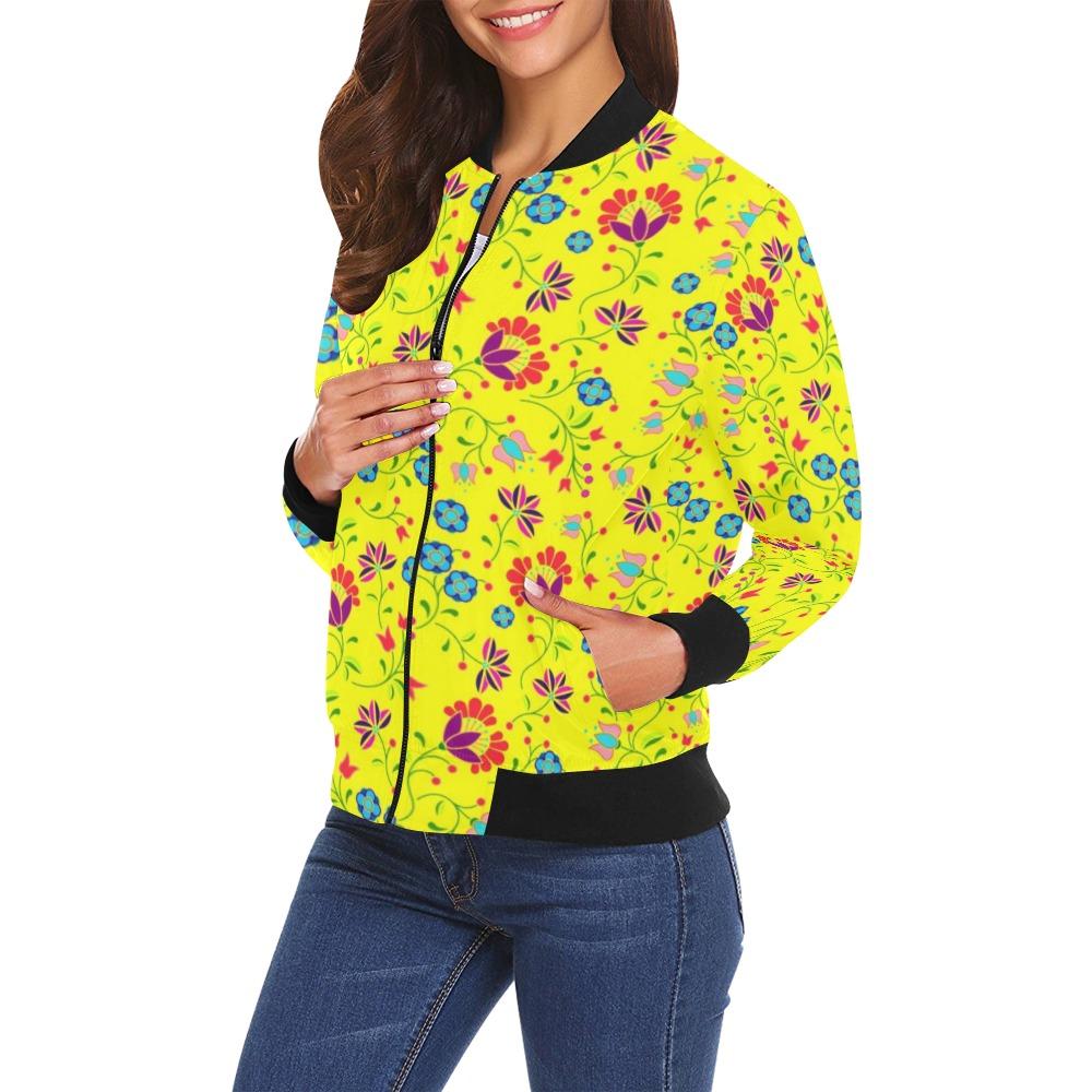 Fleur Indigine Mais All Over Print Bomber Jacket for Women (Model H19) All Over Print Bomber Jacket for Women (H19) e-joyer 