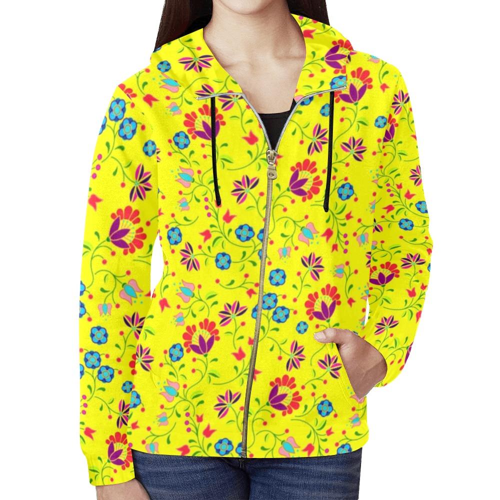 Fleur Indigine Mais All Over Print Full Zip Hoodie for Women (Model H14) All Over Print Full Zip Hoodie for Women (H14) e-joyer 