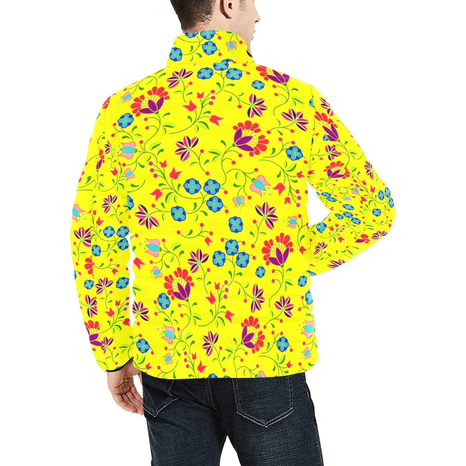 Fleur Indigine Mais Unisex Stand Collar Padded Jacket Men's Stand Collar Padded Jacket (H41) e-joyer 