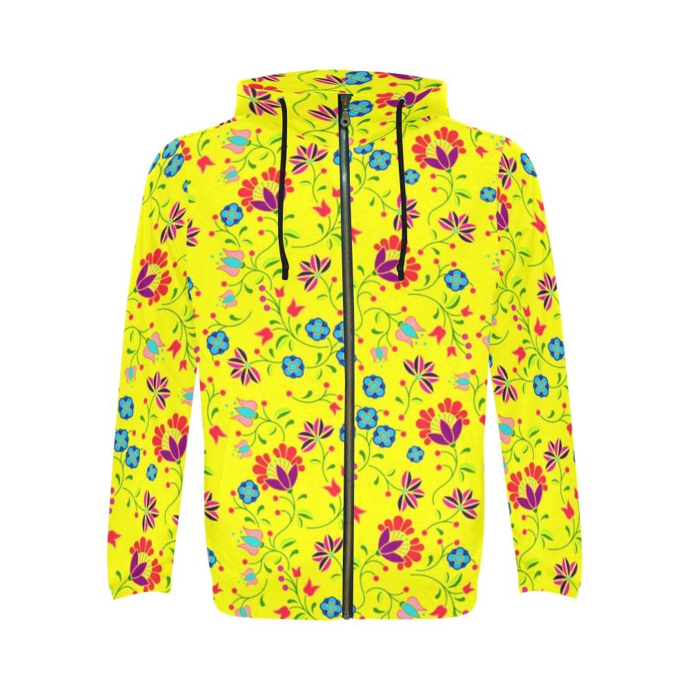 Fleur Indigine Mais Zip Hoodie by 49 Dzine