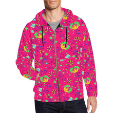 Load image into Gallery viewer, Fleur Indigine Rouge All Over Print Full Zip Hoodie for Men (Model H14) All Over Print Full Zip Hoodie for Men (H14) e-joyer 
