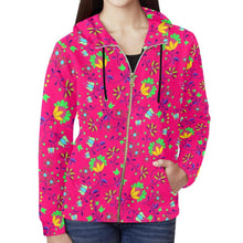 Load image into Gallery viewer, Fleur Indigine Rouge All Over Print Full Zip Hoodie for Women (Model H14) All Over Print Full Zip Hoodie for Women (H14) e-joyer 
