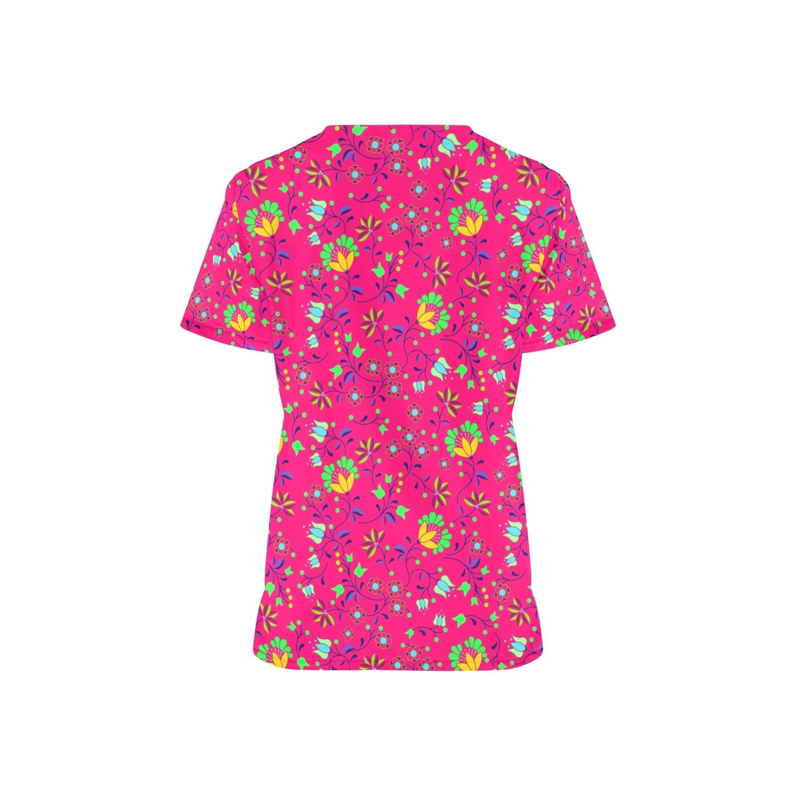 Fleur Indigine Rouge All Over Print Scrub Top Scrub Top e-joyer 