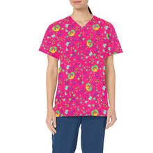 Load image into Gallery viewer, Fleur Indigine Rouge All Over Print Scrub Top Scrub Top e-joyer 
