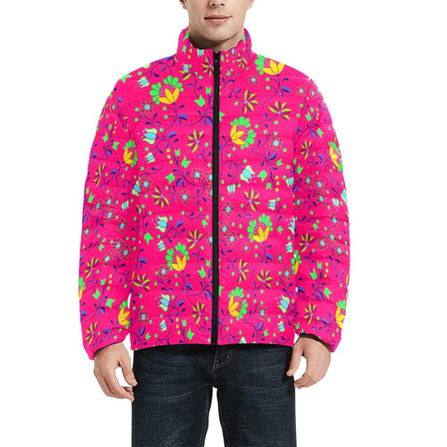 Swift Floral Peach Rouge Remix Men's Stand Collar Padded Jacket
