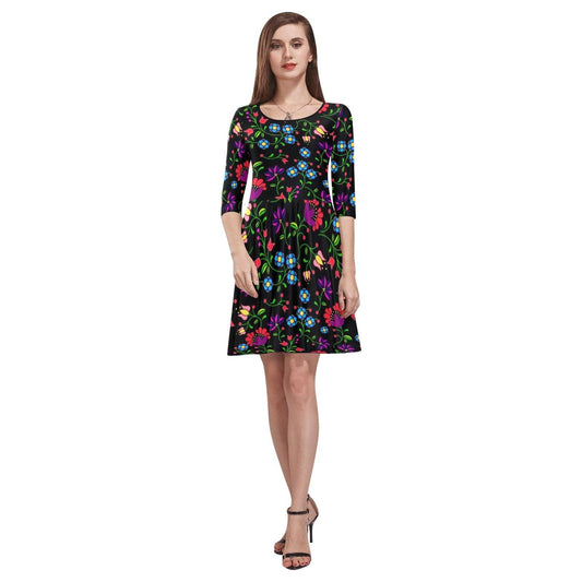 Fleur Indigine Tethys Half-Sleeve Skater Dress(Model D20) Tethys Half-Sleeve Skater Dress (D20) e-joyer 