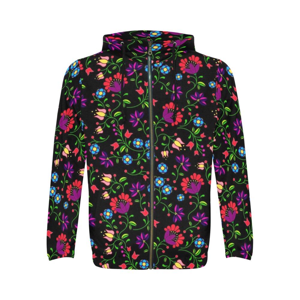 Fleur Indigine Zip Hoodie by 49 Dzine