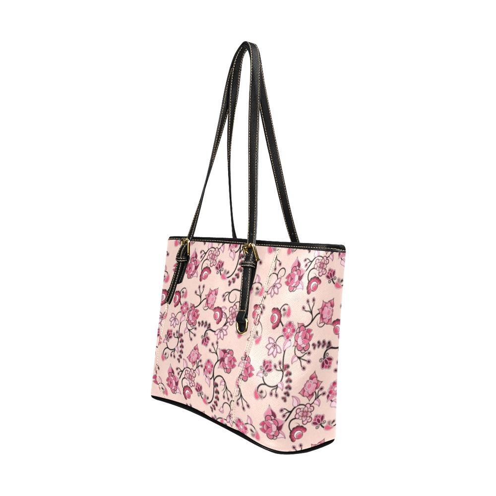 Floral Amour Leather Tote Bag/Large (Model 1640) Leather Tote Bag (1640) e-joyer 