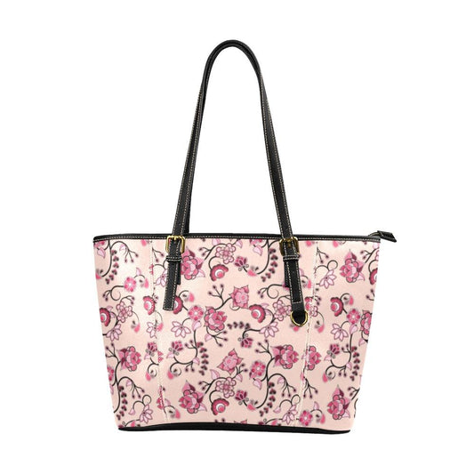 Floral Amour Leather Tote Bag/Large (Model 1640) Leather Tote Bag (1640) e-joyer 