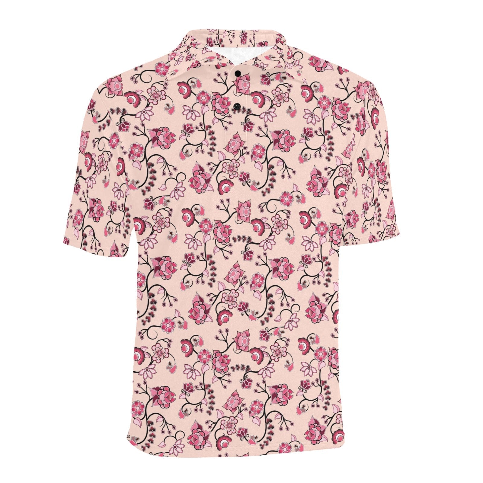 Floral Amour Men's All Over Print Polo Shirt (Model T55) Men's Polo Shirt (Model T55) e-joyer 