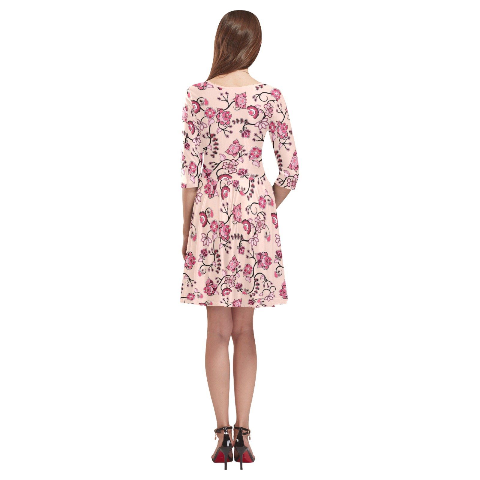 Floral Amour Tethys Half-Sleeve Skater Dress(Model D20) Tethys Half-Sleeve Skater Dress (D20) e-joyer 