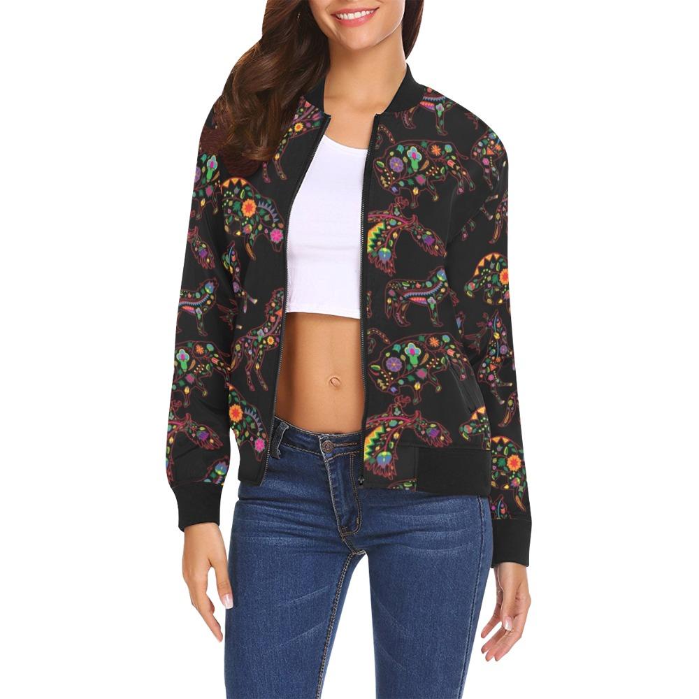 Floral Animals All Over Print Bomber Jacket for Women (Model H19) All Over Print Bomber Jacket for Women (H19) e-joyer 