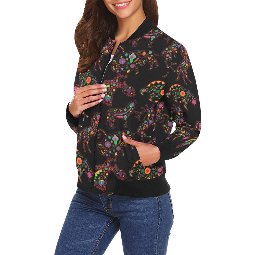 Floral Animals All Over Print Bomber Jacket for Women (Model H19) All Over Print Bomber Jacket for Women (H19) e-joyer 
