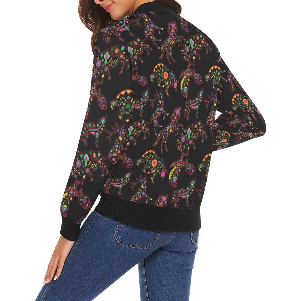 Floral Animals All Over Print Bomber Jacket for Women (Model H19) All Over Print Bomber Jacket for Women (H19) e-joyer 
