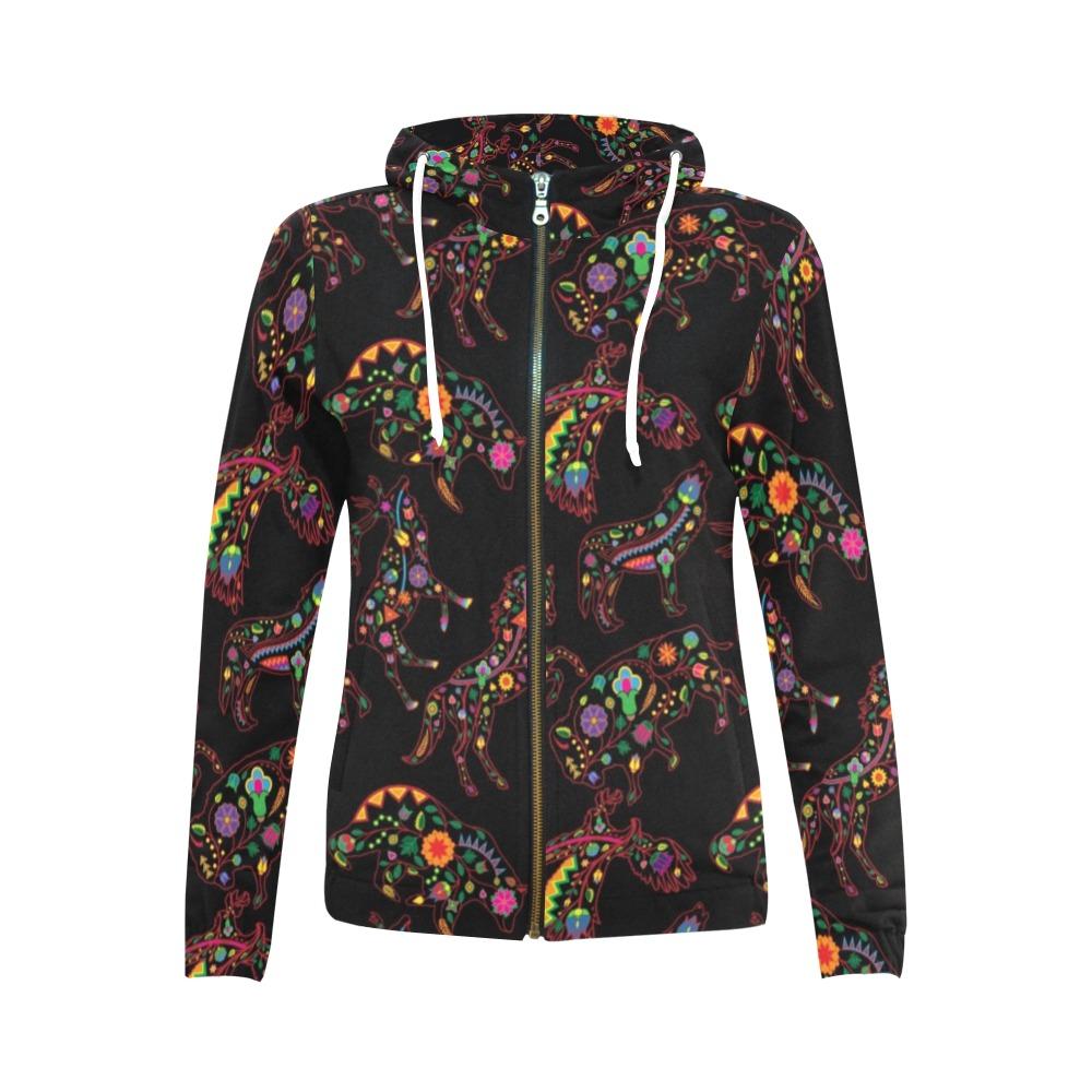 Floral Animals All Over Print Full Zip Hoodie for Women (Model H14) All Over Print Full Zip Hoodie for Women (H14) e-joyer 