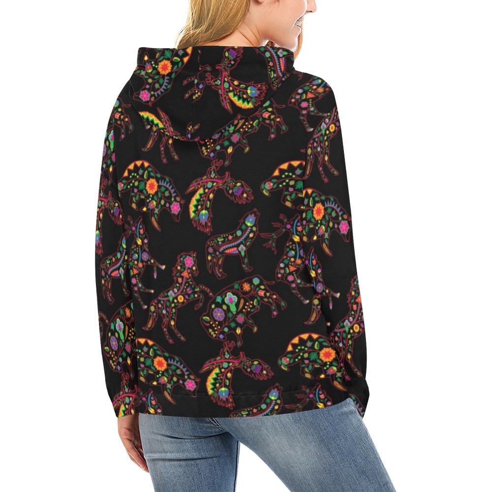 Floral Animals All Over Print Hoodie for Women (USA Size) (Model H13) All Over Print Hoodie for Women (H13) e-joyer 