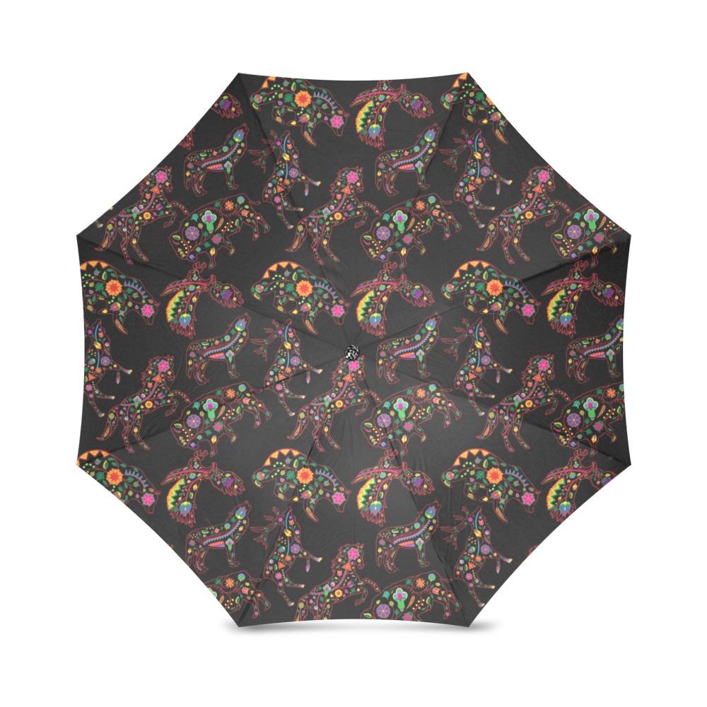 Floral Animals Foldable Umbrella (Model U01) Foldable Umbrella e-joyer 