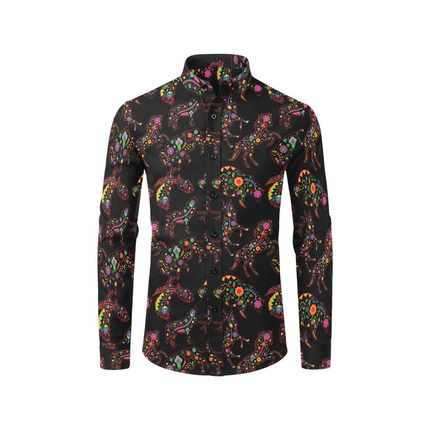 Floral Animals Men's All Over Print Casual Dress Shirt (Model T61) Men's Dress Shirt (T61) e-joyer 