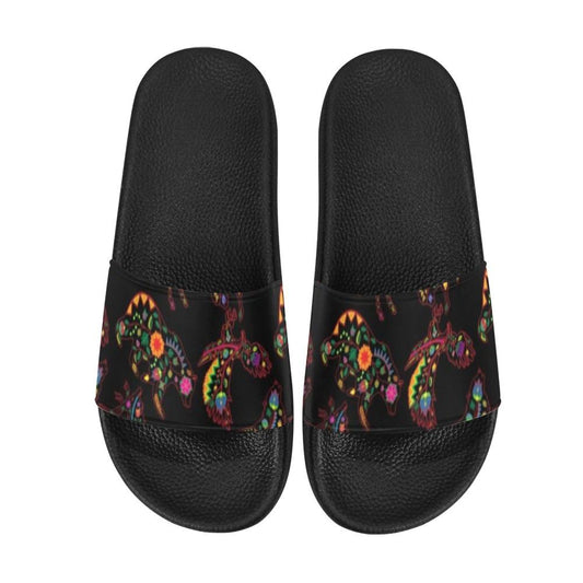 Floral Animals Men's Slide Sandals (Model 057) Men's Slide Sandals (057) e-joyer 