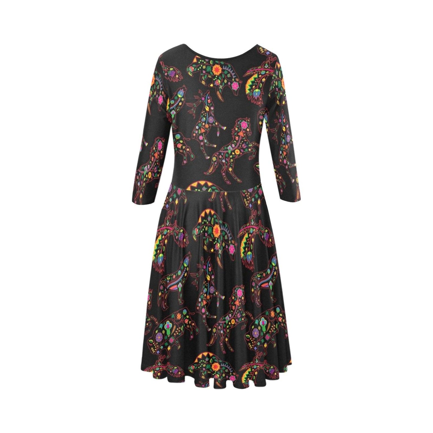 Floral Animals Tethys Half-Sleeve Skater Dress(Model D20) Tethys Half-Sleeve Skater Dress (D20) e-joyer 