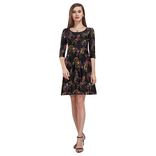 Floral Animals Tethys Half-Sleeve Skater Dress(Model D20) Tethys Half-Sleeve Skater Dress (D20) e-joyer 